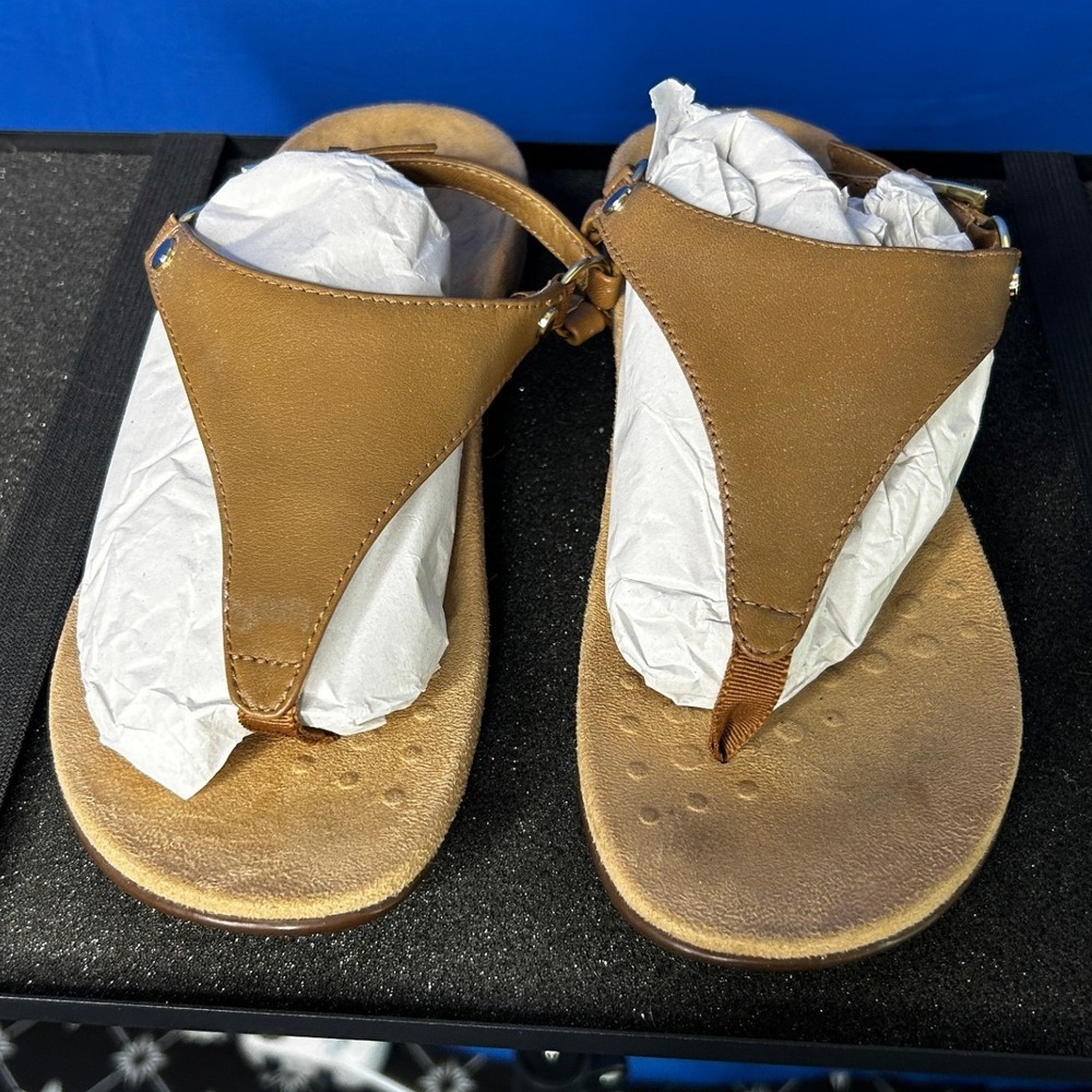 Vionic Women Brown Kirra Backstrap Tan Leather Thong Sandal Sz 7 Cushion Comfort - Picture 6 of 12